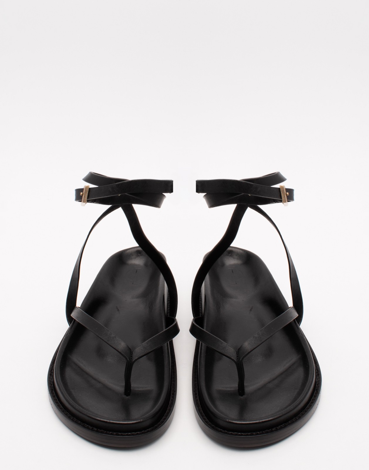 New Porte & Paire Black Leather Strappy Sandals Size 40.5 image 3