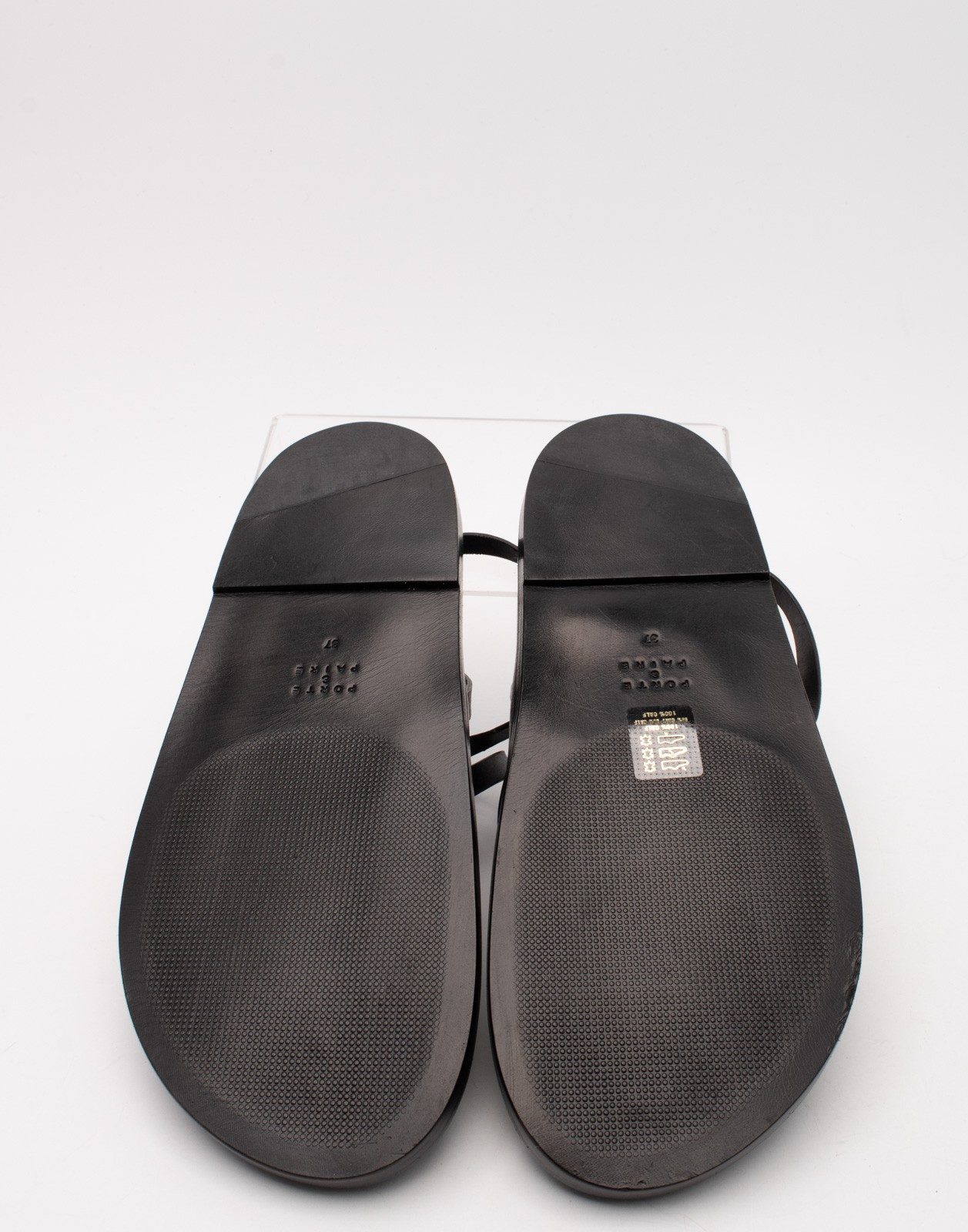 New Porte & Paire Black Leather Strappy Sandals Size 40.5 image 8