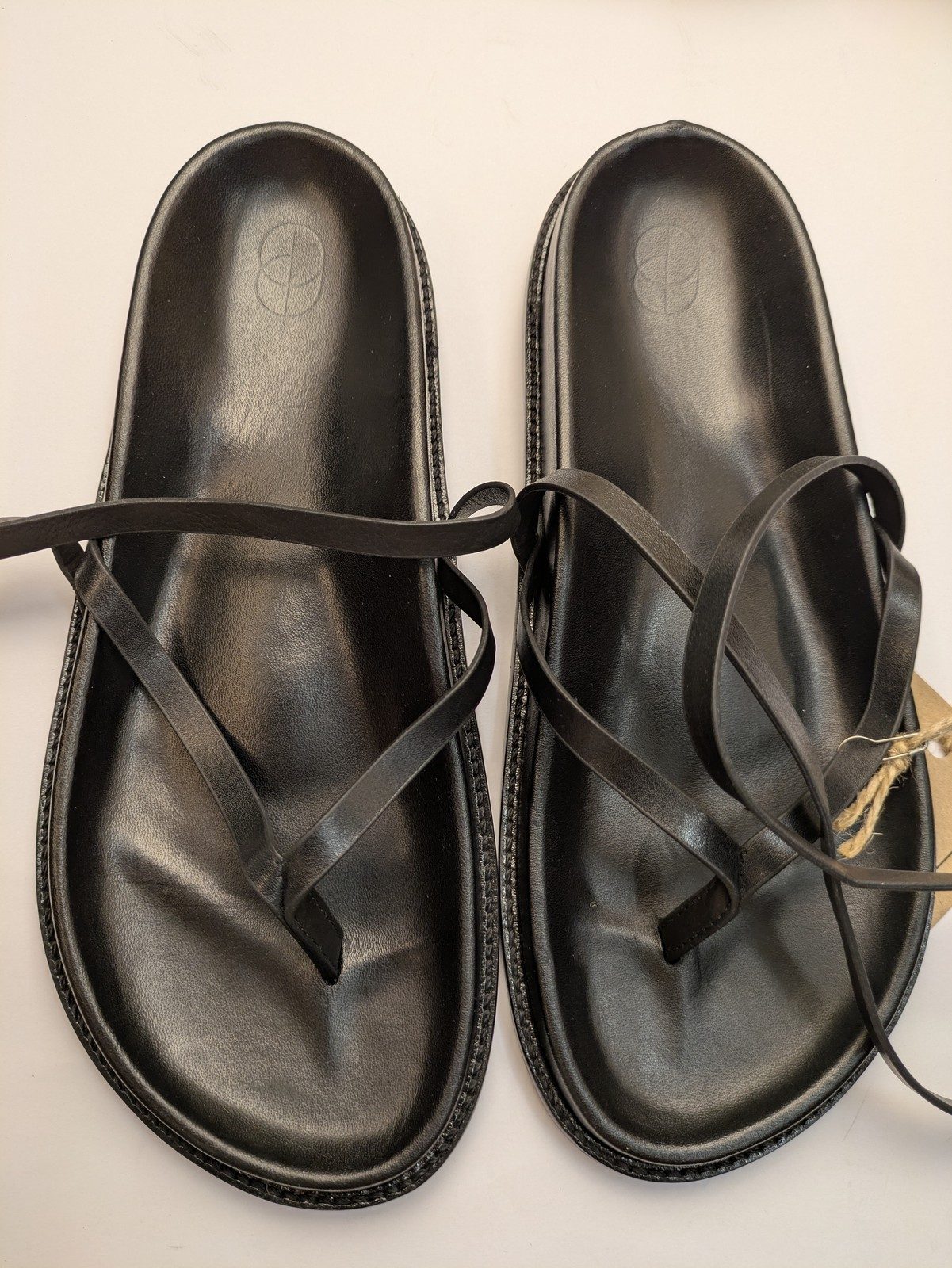 New Porte & Paire Black Leather Strappy Sandals Size 40.5 image 9