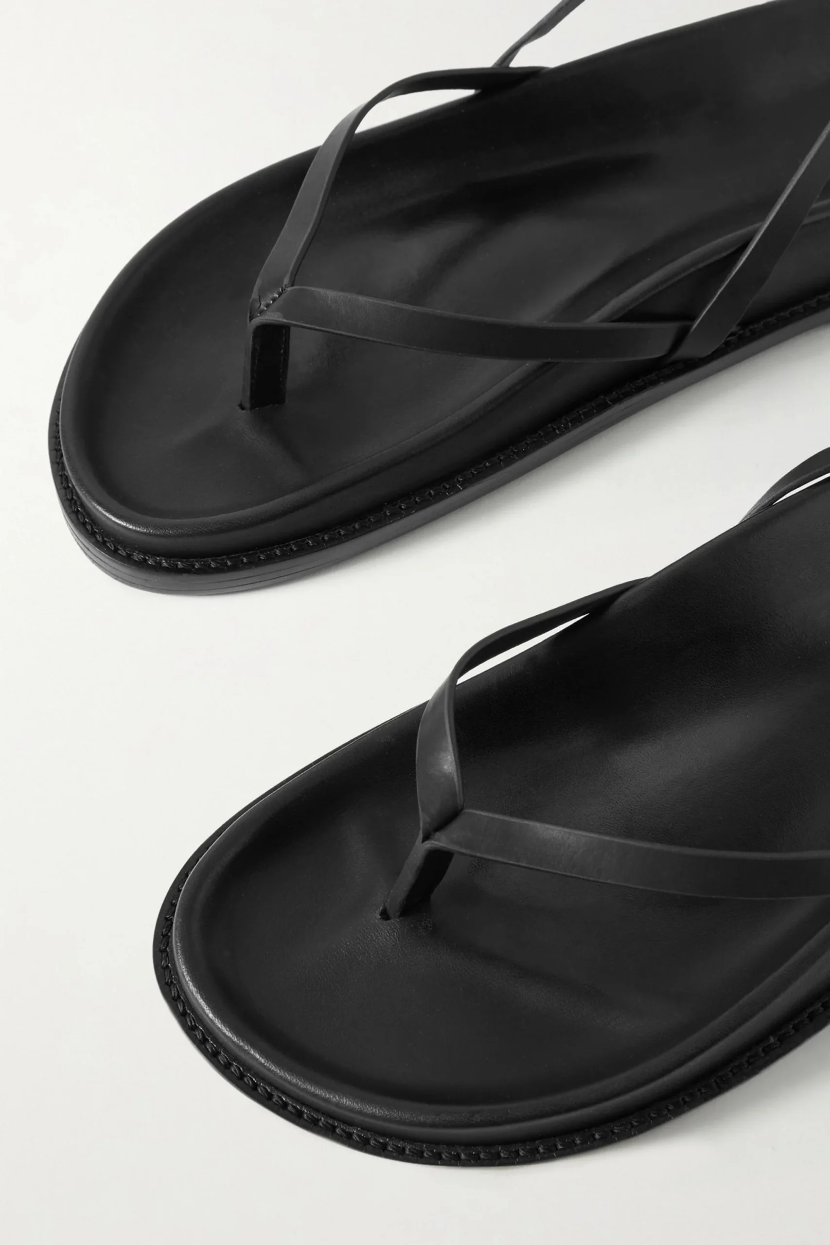 New Porte & Paire Black Leather Strappy Sandals Size 40.5 image 7