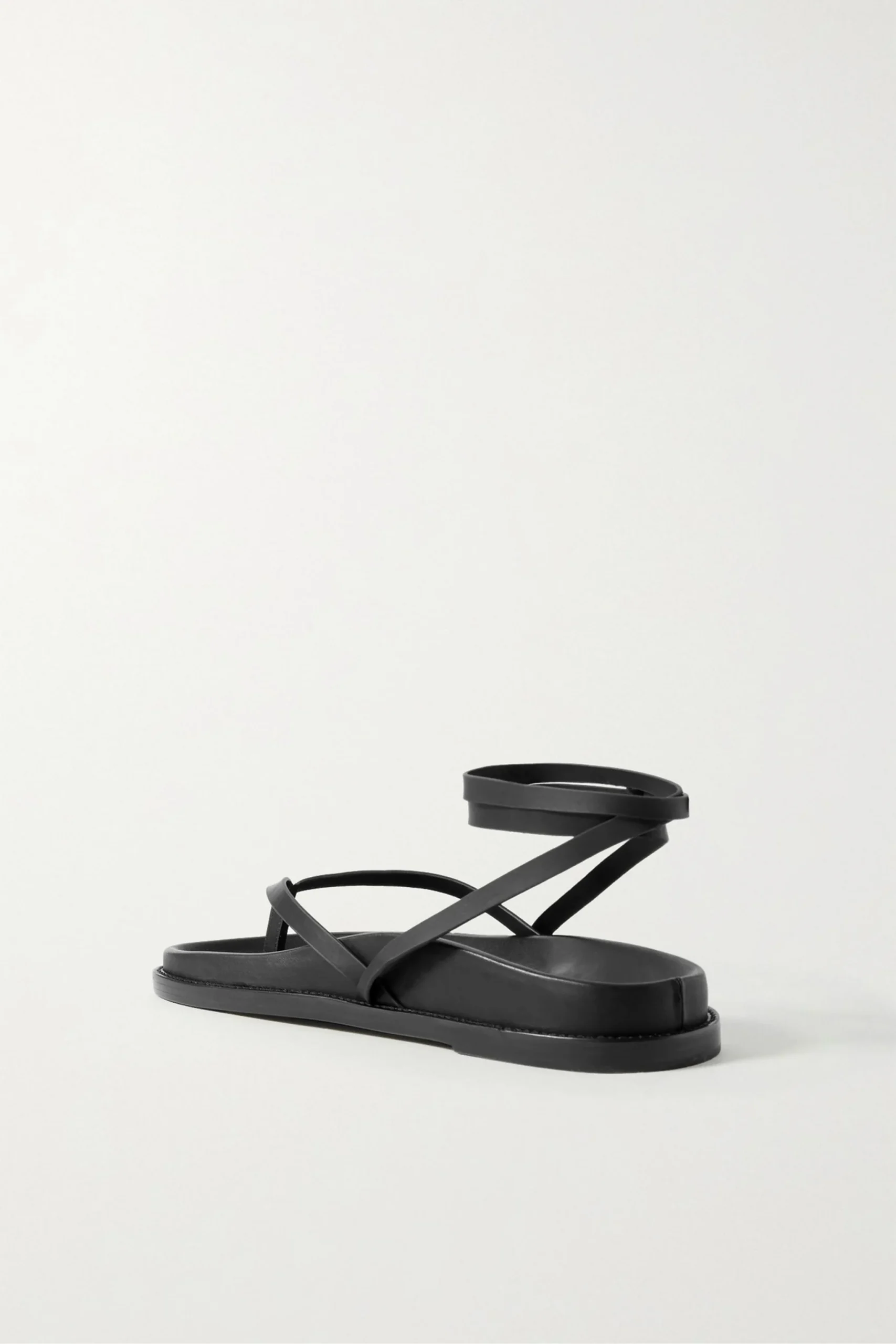 New Porte & Paire Black Leather Strappy Sandals Size 40.5 image 5