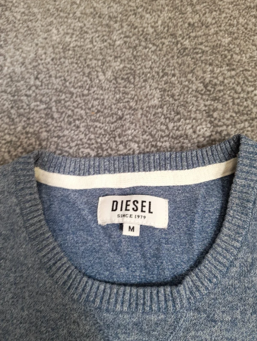 Diesel Men's Blue Knit Logo Crewneck Sweater Medium image 3