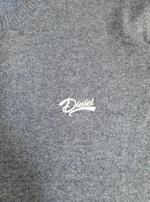 Diesel Men's Blue Knit Logo Crewneck Sweater Medium image 4
