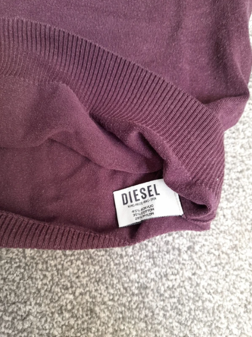 Diesel Men's Purple Cotton Blend Logo Sweater Medium image 3