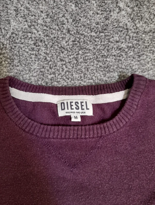 Diesel Men's Purple Cotton Blend Logo Sweater Medium image 4