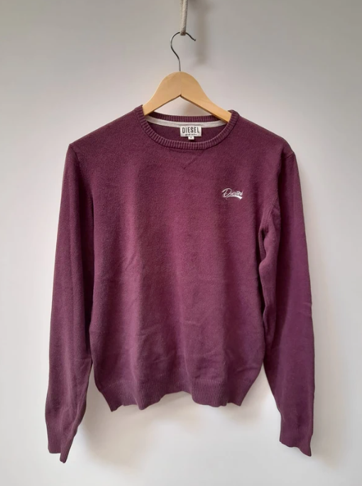 Diesel Men's Purple Cotton Blend Logo Sweater Medium image 6