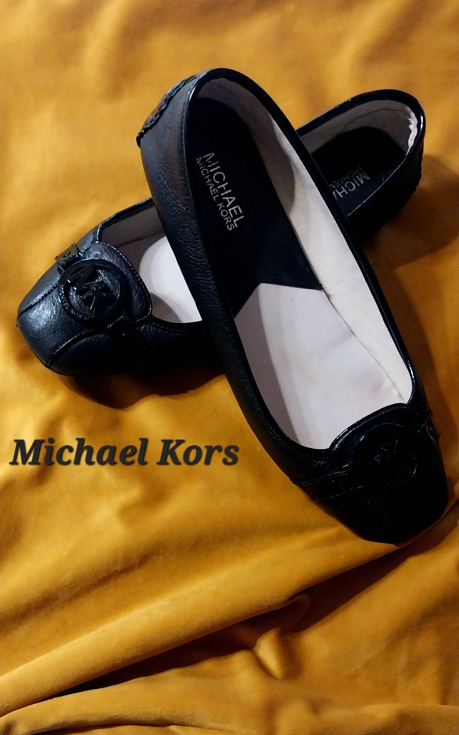 Michael Kors Black Leather MK Logo Loafers Women's Size Other