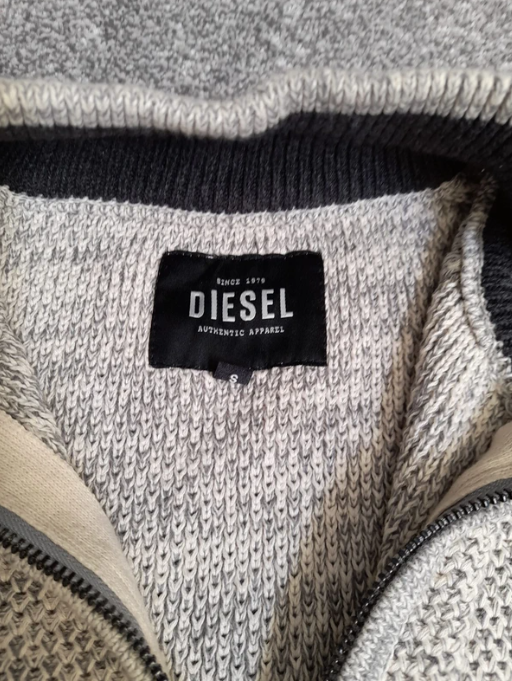 Diesel Grey Cotton Half Zip Sweater Small image 2