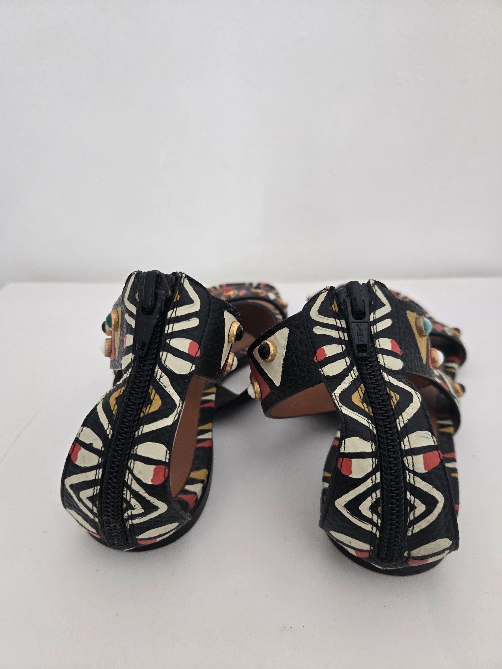 Valentino Womens Black Leather Heeled Mules Gladiator Sandals Size 38 image 6