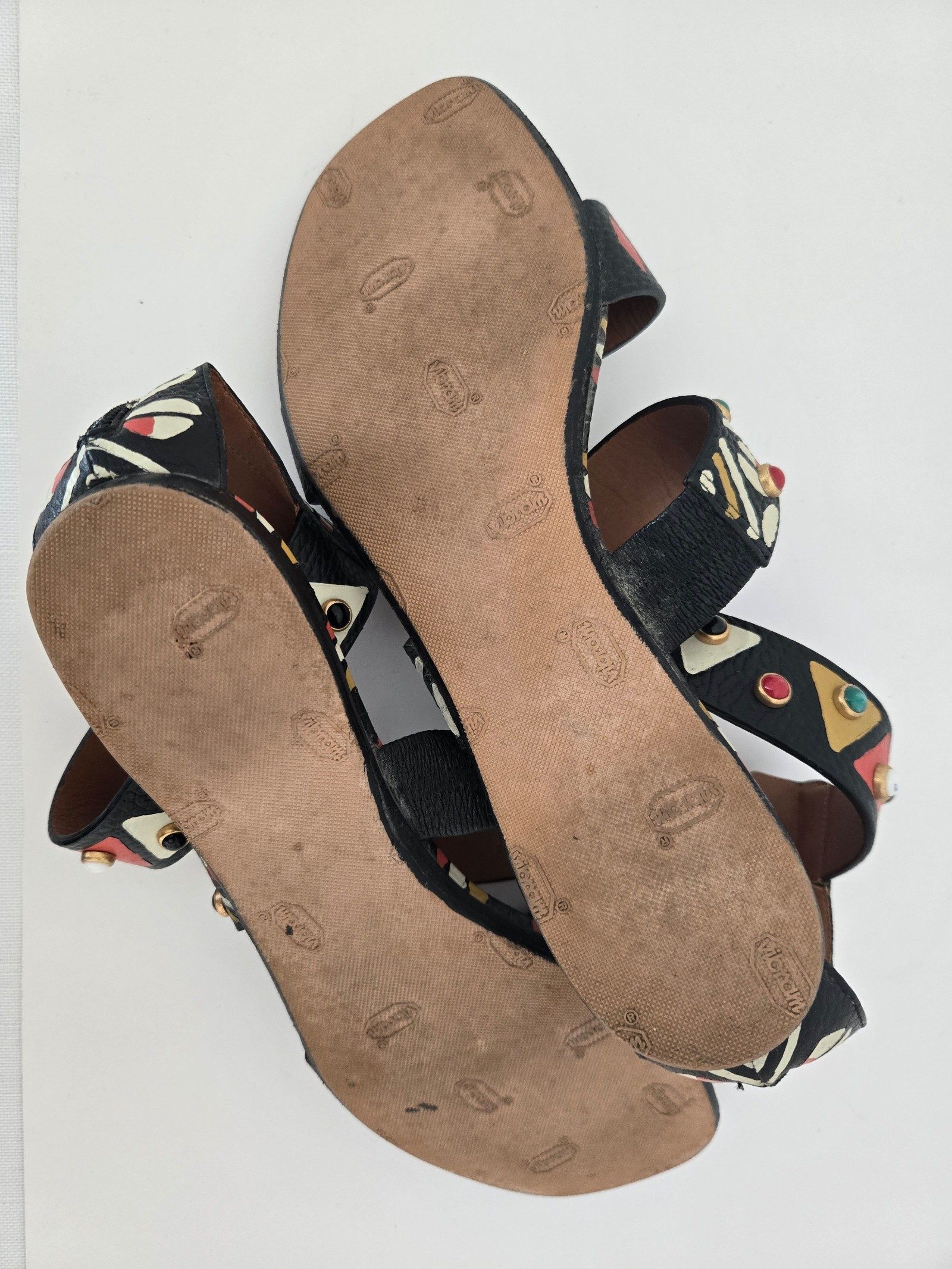 Valentino Womens Black Leather Heeled Mules Gladiator Sandals Size 38 image 4