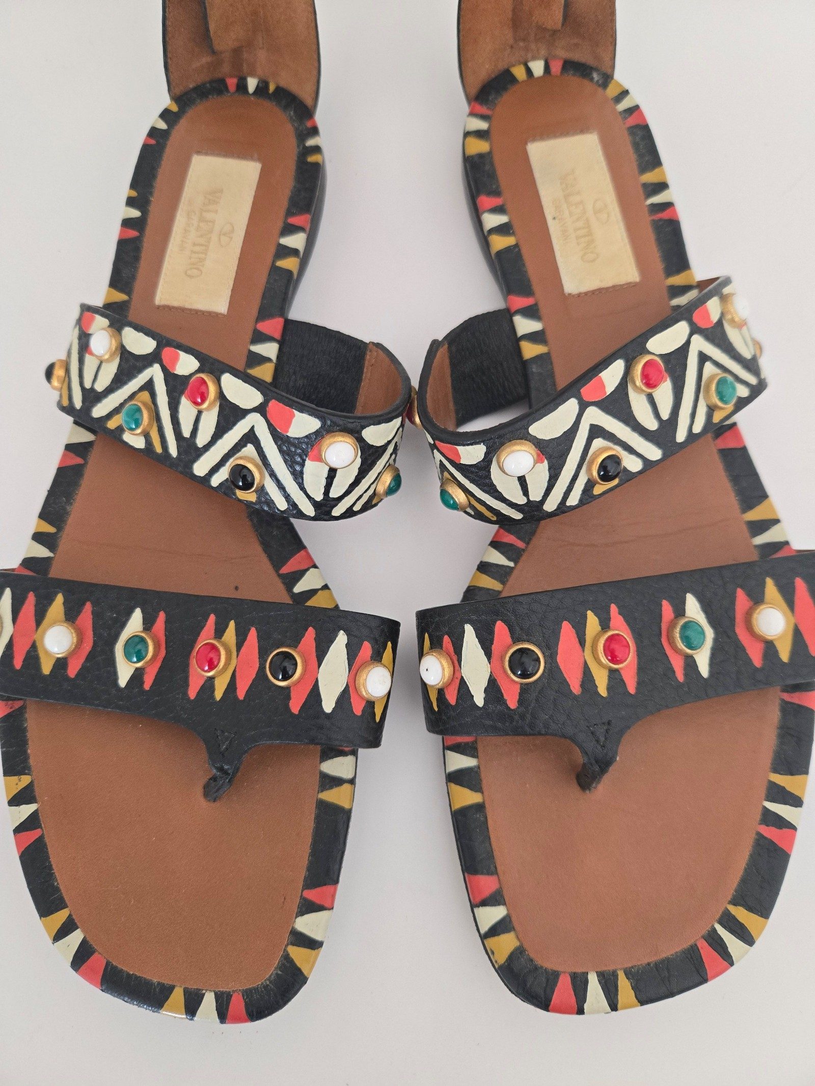 Valentino Womens Black Leather Heeled Mules Gladiator Sandals Size 38 image 3