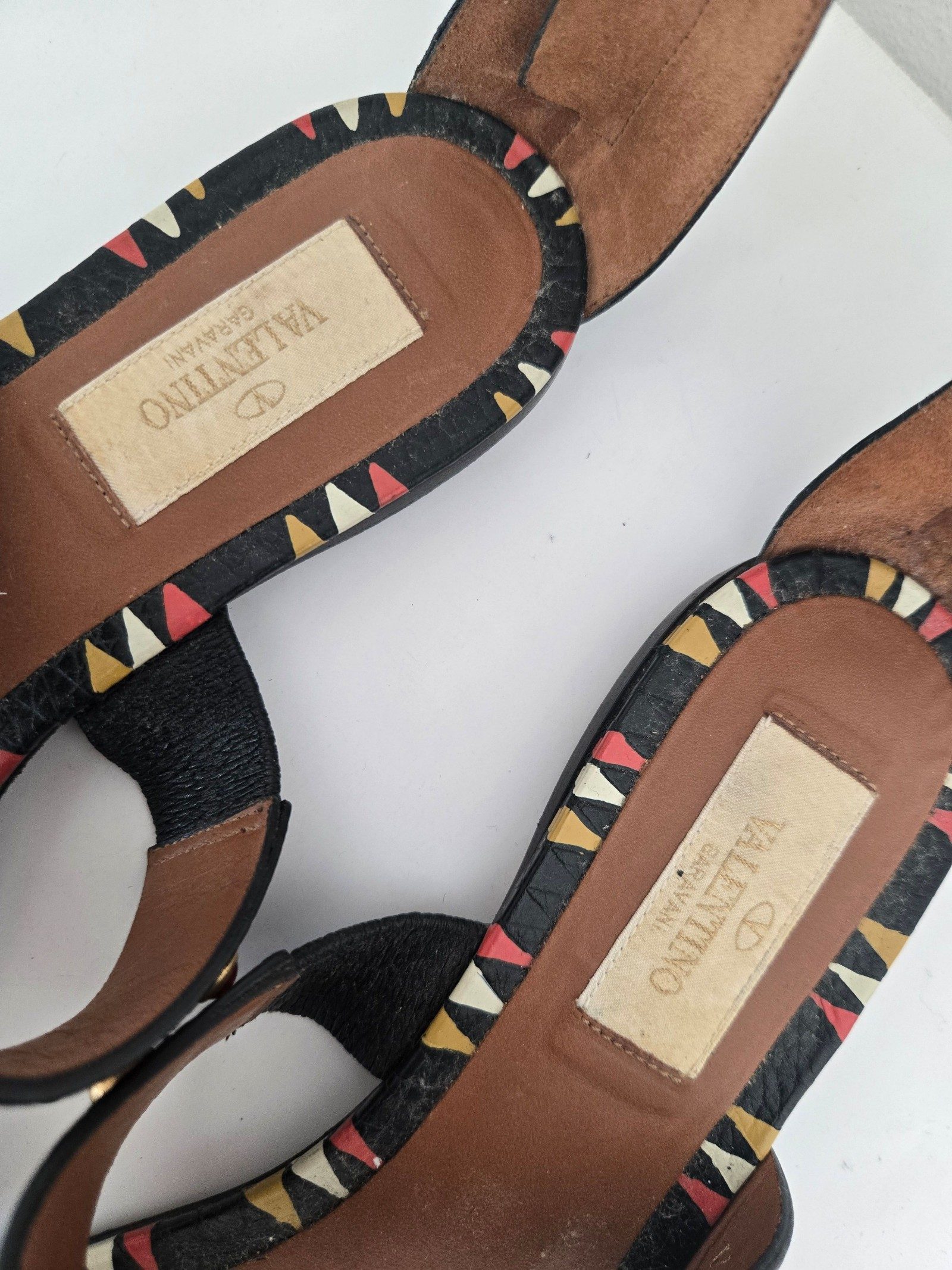 Valentino Womens Black Leather Heeled Mules Gladiator Sandals Size 38 image 5