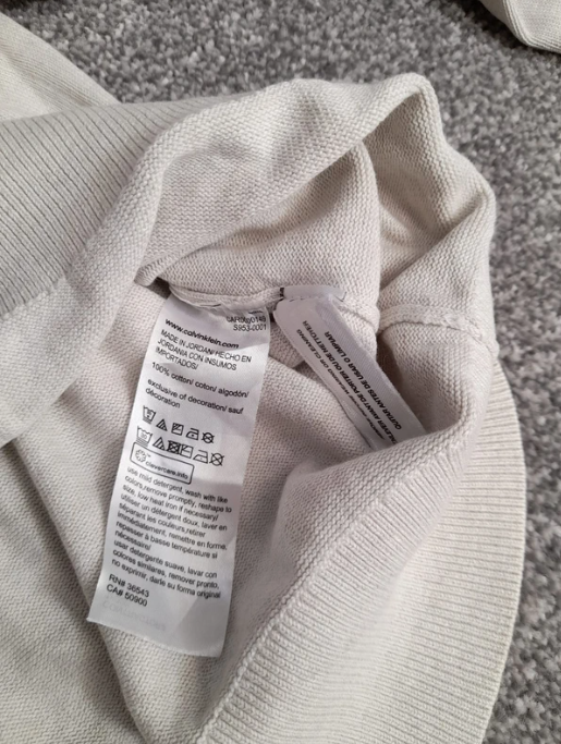 Calvin Klein Light Beige Cotton Crew Neck Sweater Large image 4