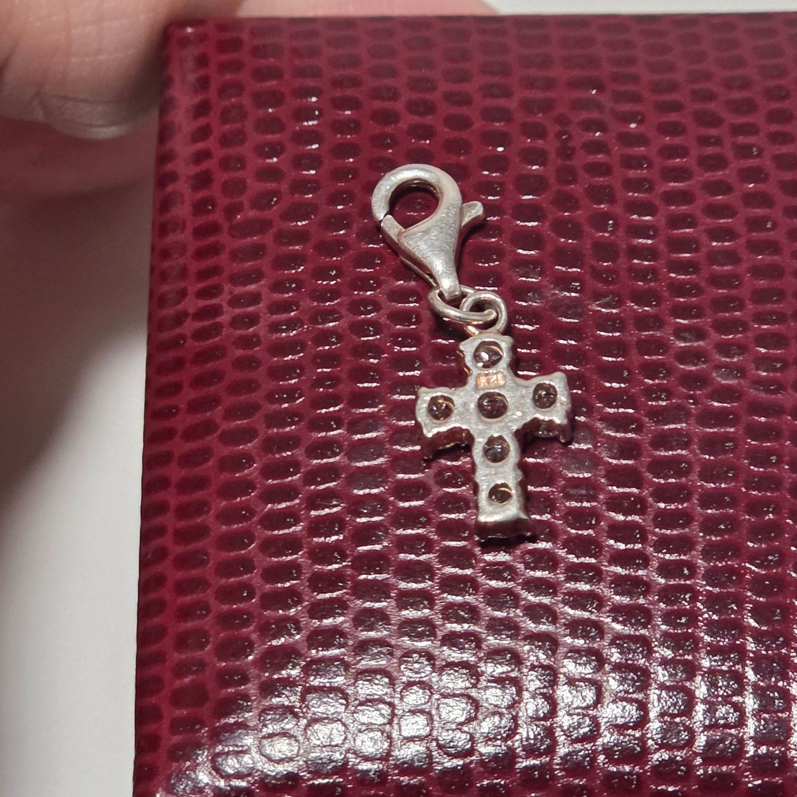 925 Silver Cross Charm Pendant with Cubic Zirconia Stones.b7 image 2