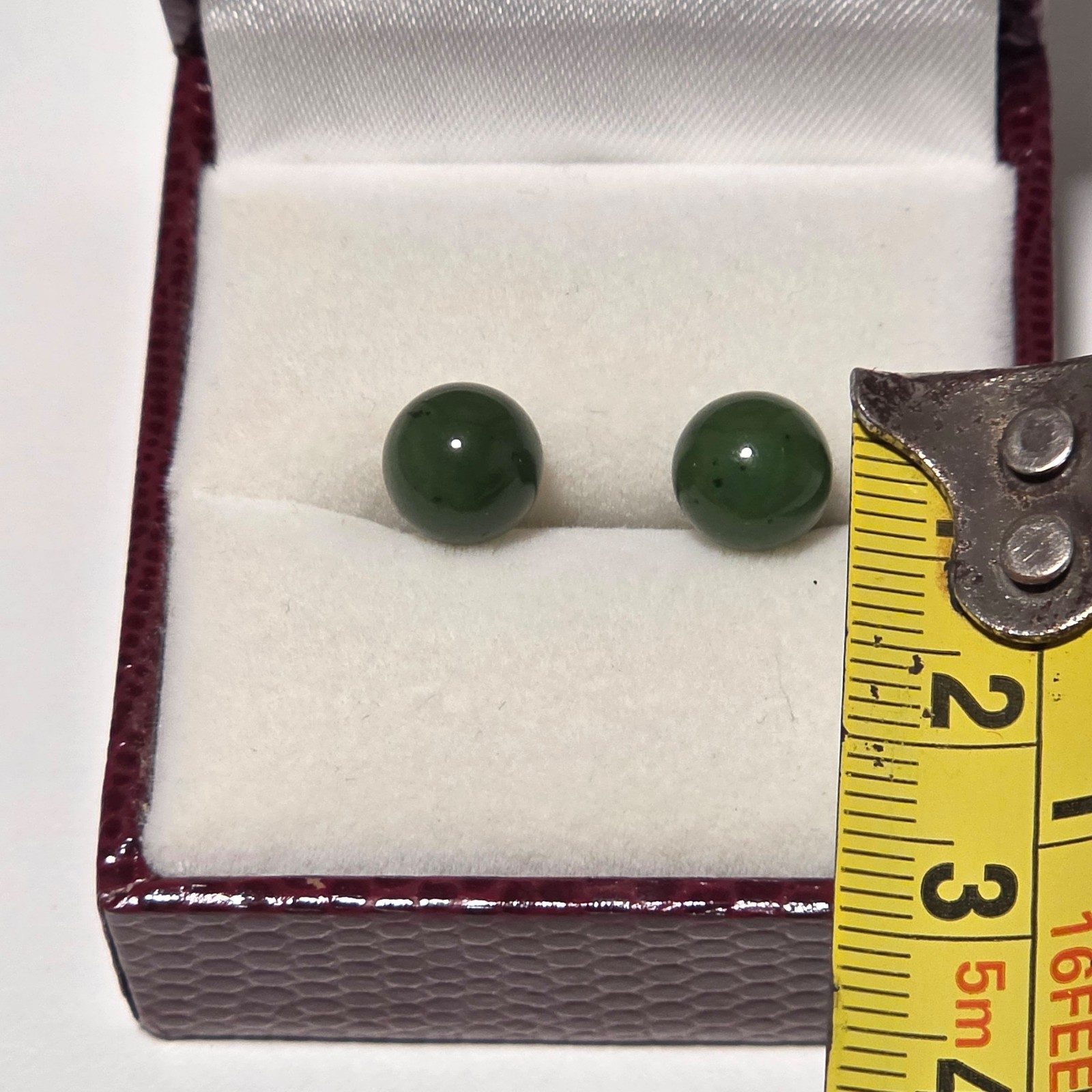 Green Jade Sphere Stud Earrings .b7 image 3