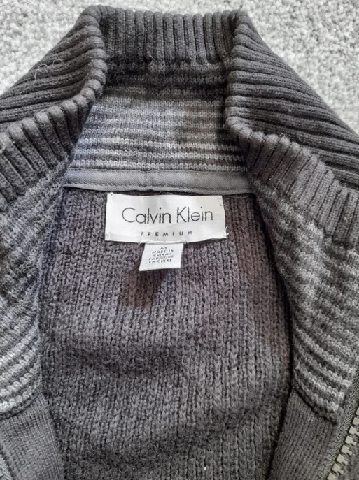 Calvin Klein Men Black Zip-Up Knit Sweater Medium image 2