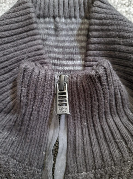 Calvin Klein Men Black Zip-Up Knit Sweater Medium image 5