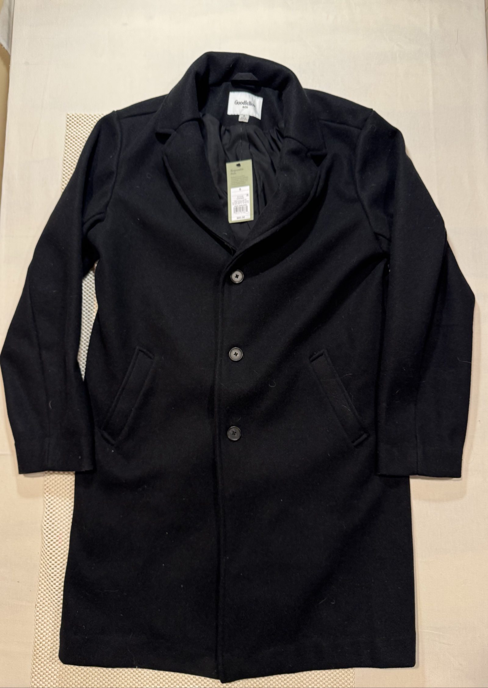 Women’s NWT Goodfellow & Co Overcoat – Black – Small