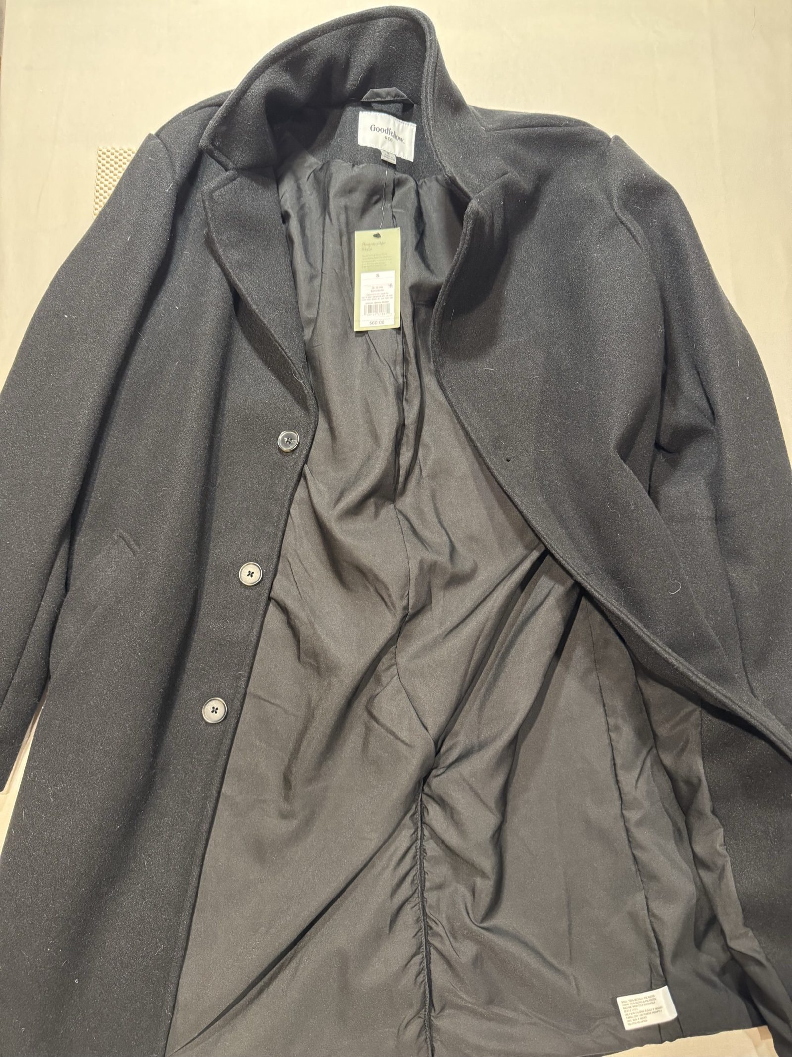 Women’s NWT Goodfellow & Co Overcoat – Black – Small image 5