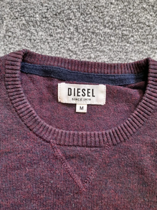 Diesel Men's Purple Cotton Blend Sweater Diesel Logo Medium image 2