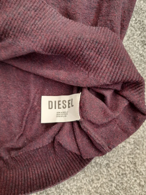 Diesel Men's Purple Cotton Blend Sweater Diesel Logo Medium image 3