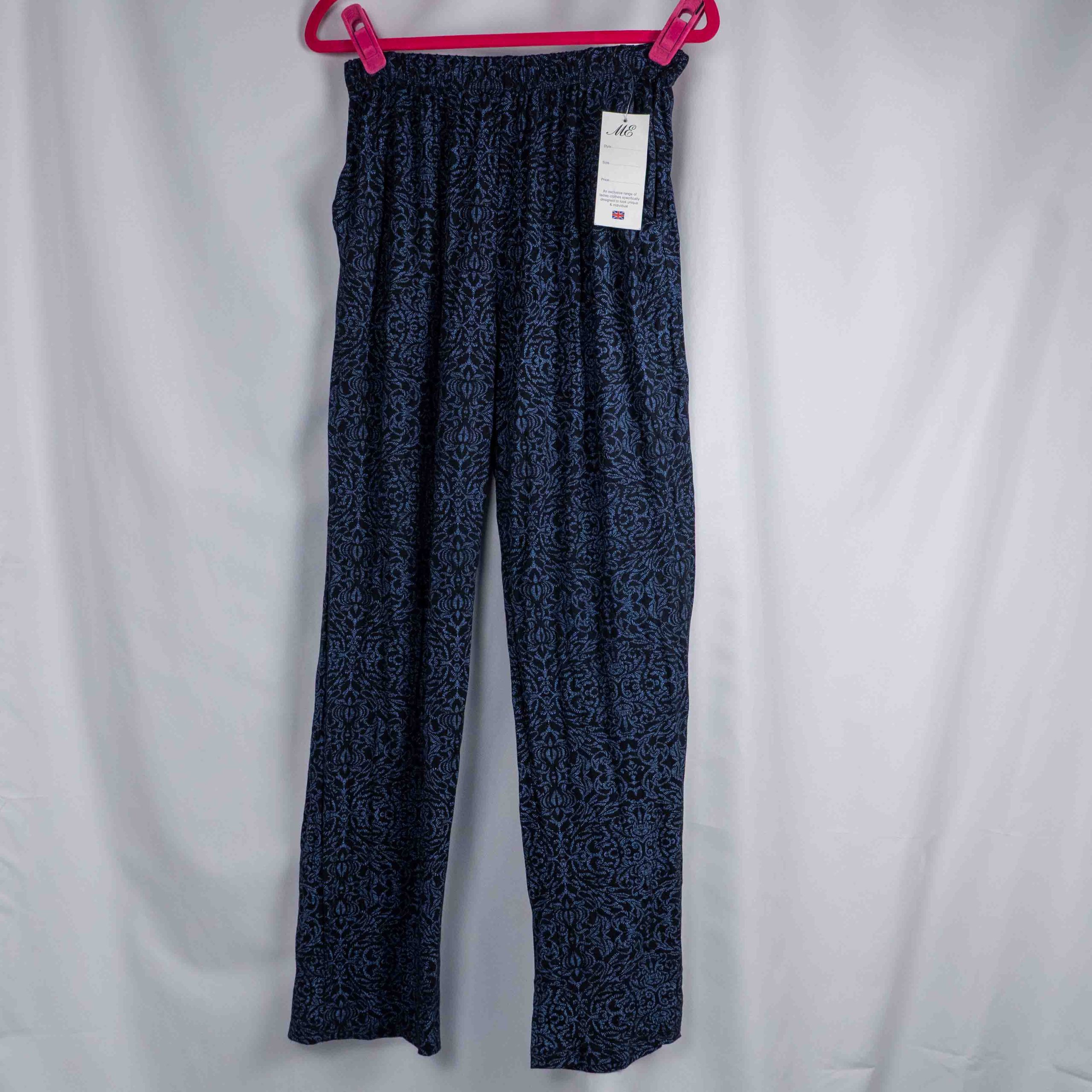 ME S/M Blue Floral Patterned Women's Elastic Waist Lounge Pants NWT