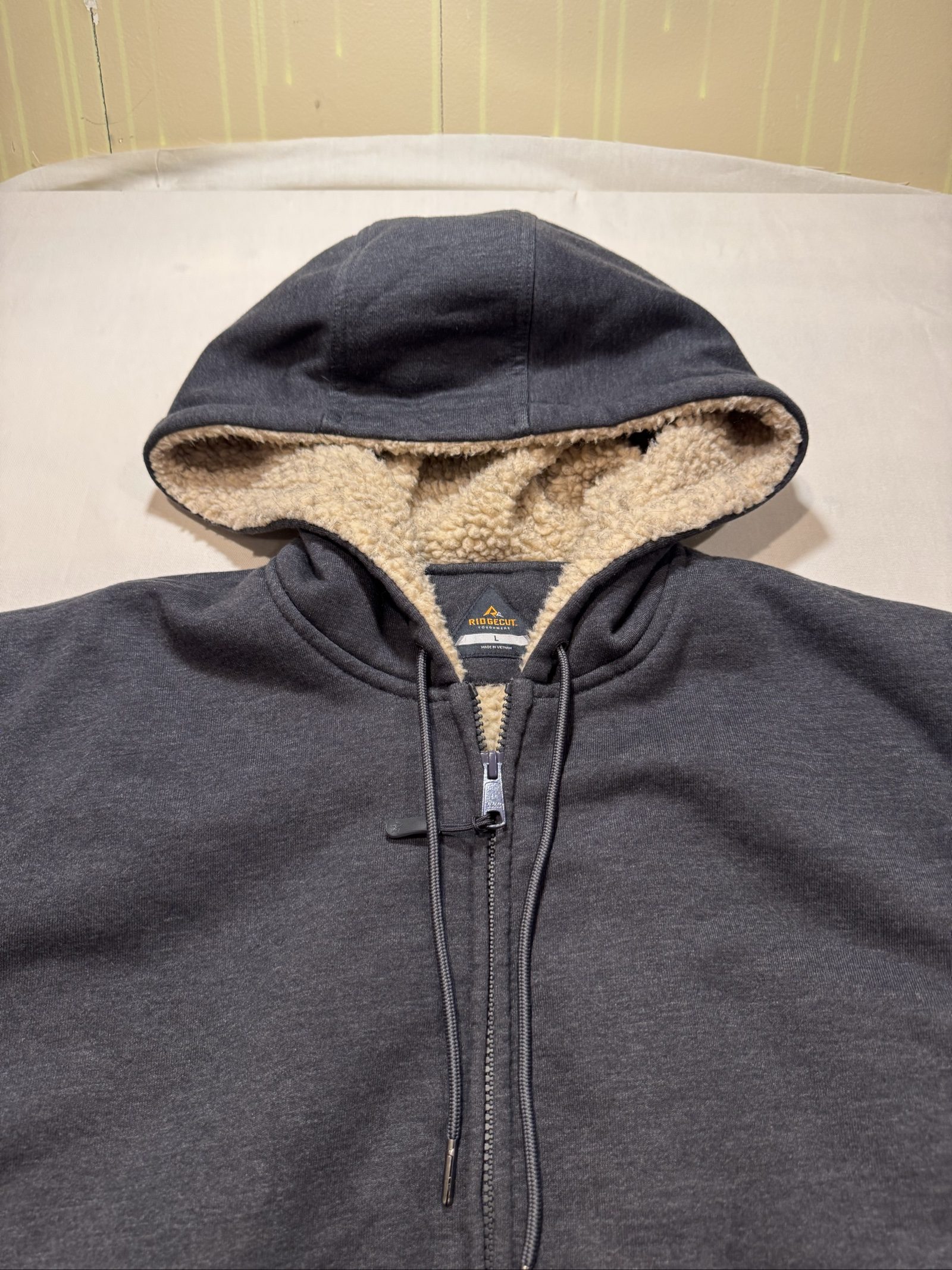 Men's Ridgecut Toughwear Heavyweight Sherpa Lined Full Zip Hoodie – Charcoal Gray – Large image 3