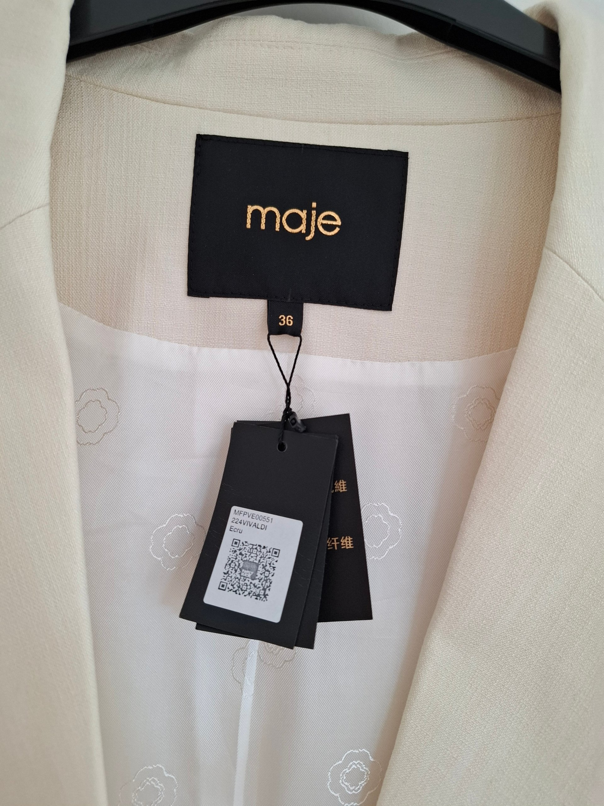 New Maje Vivaldi Ecru Tailored Blazer Size S image 8