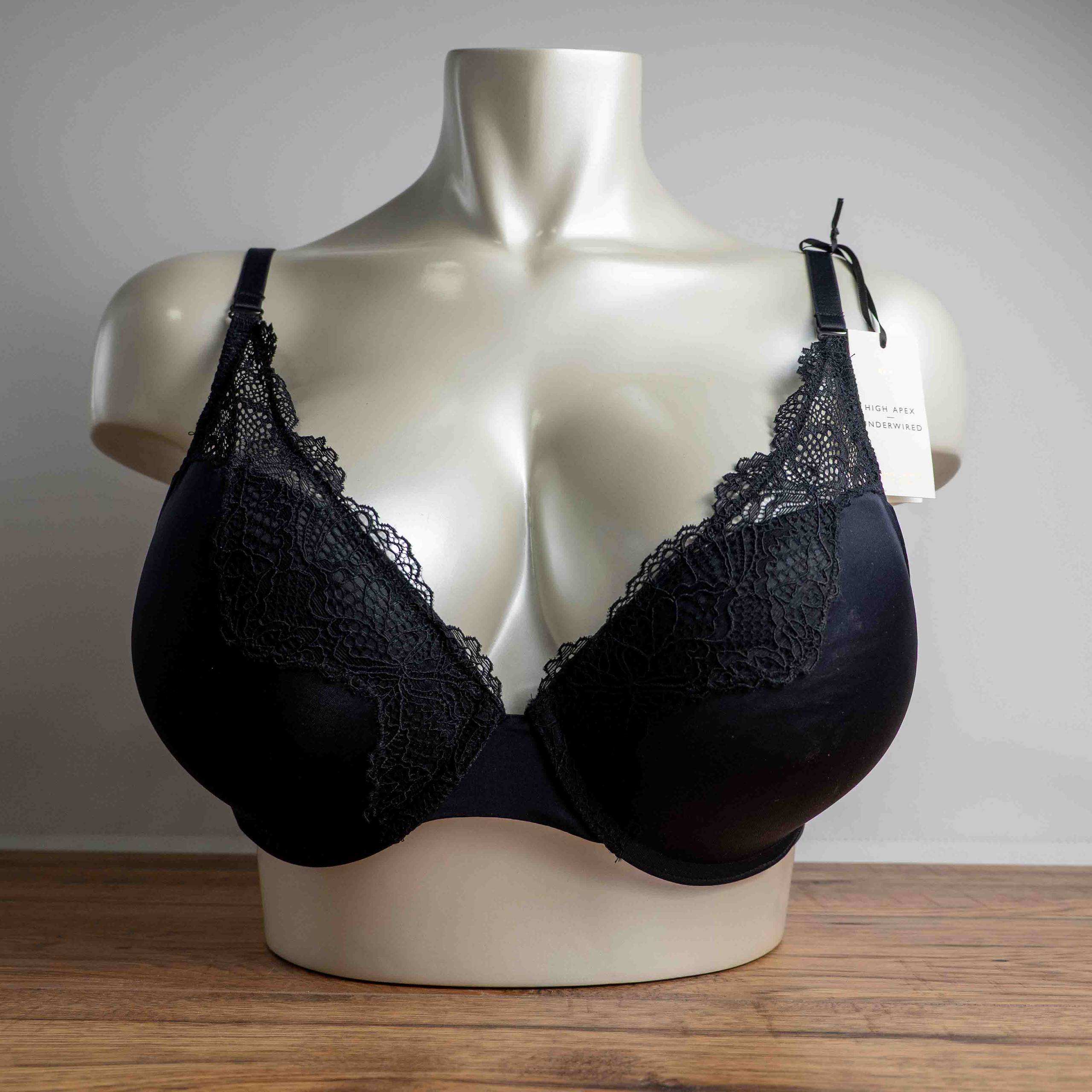 John Lewis 36D Black Lace Trim Bra NWT