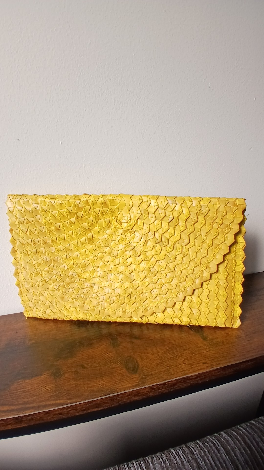 Yellow Woven Clutch Bag Satin New