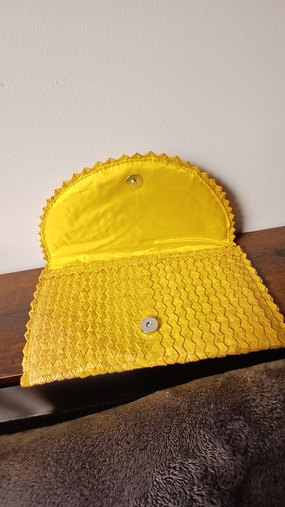 Yellow Woven Clutch Bag Satin New image 2