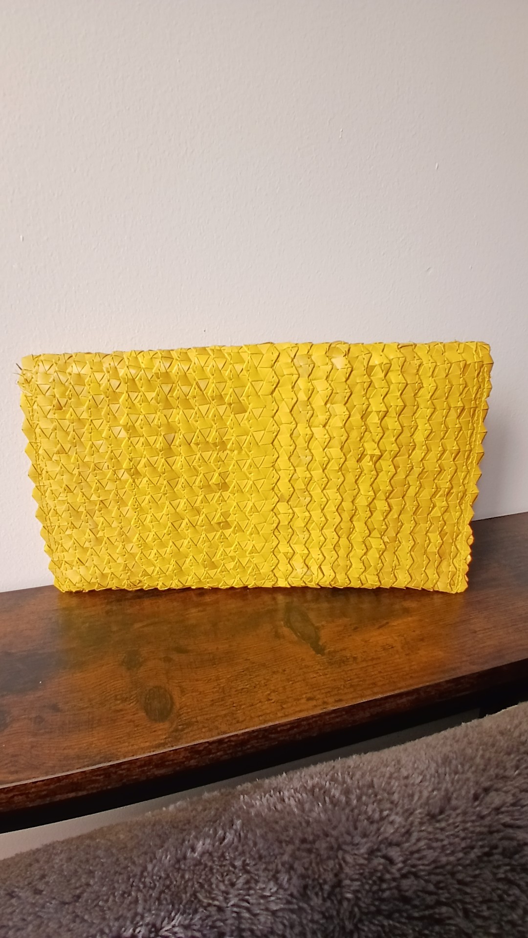 Yellow Woven Clutch Bag Satin New image 4