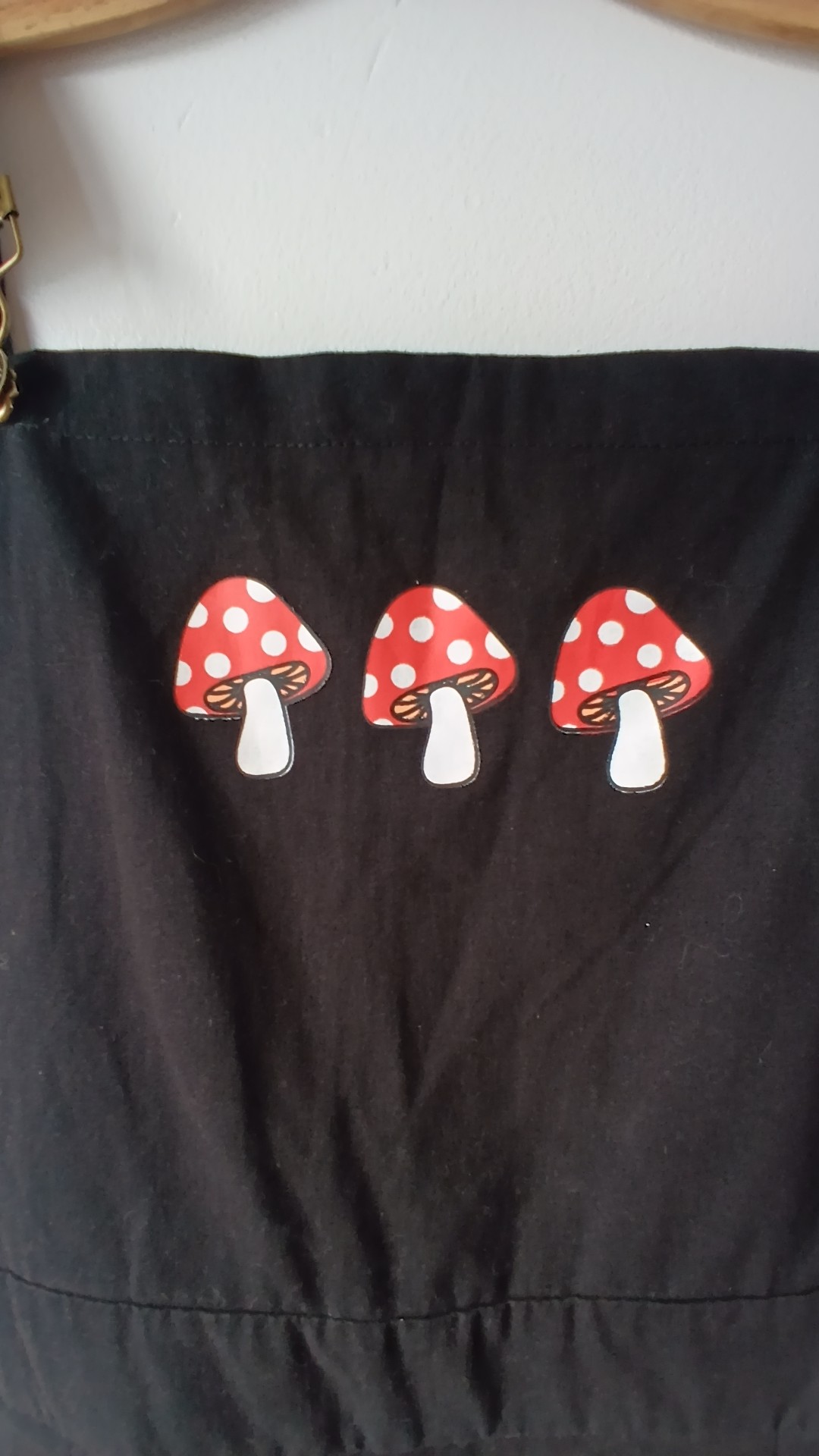 Black Cotton Pinafore Dress Mushroom Print M UK 10 image 2