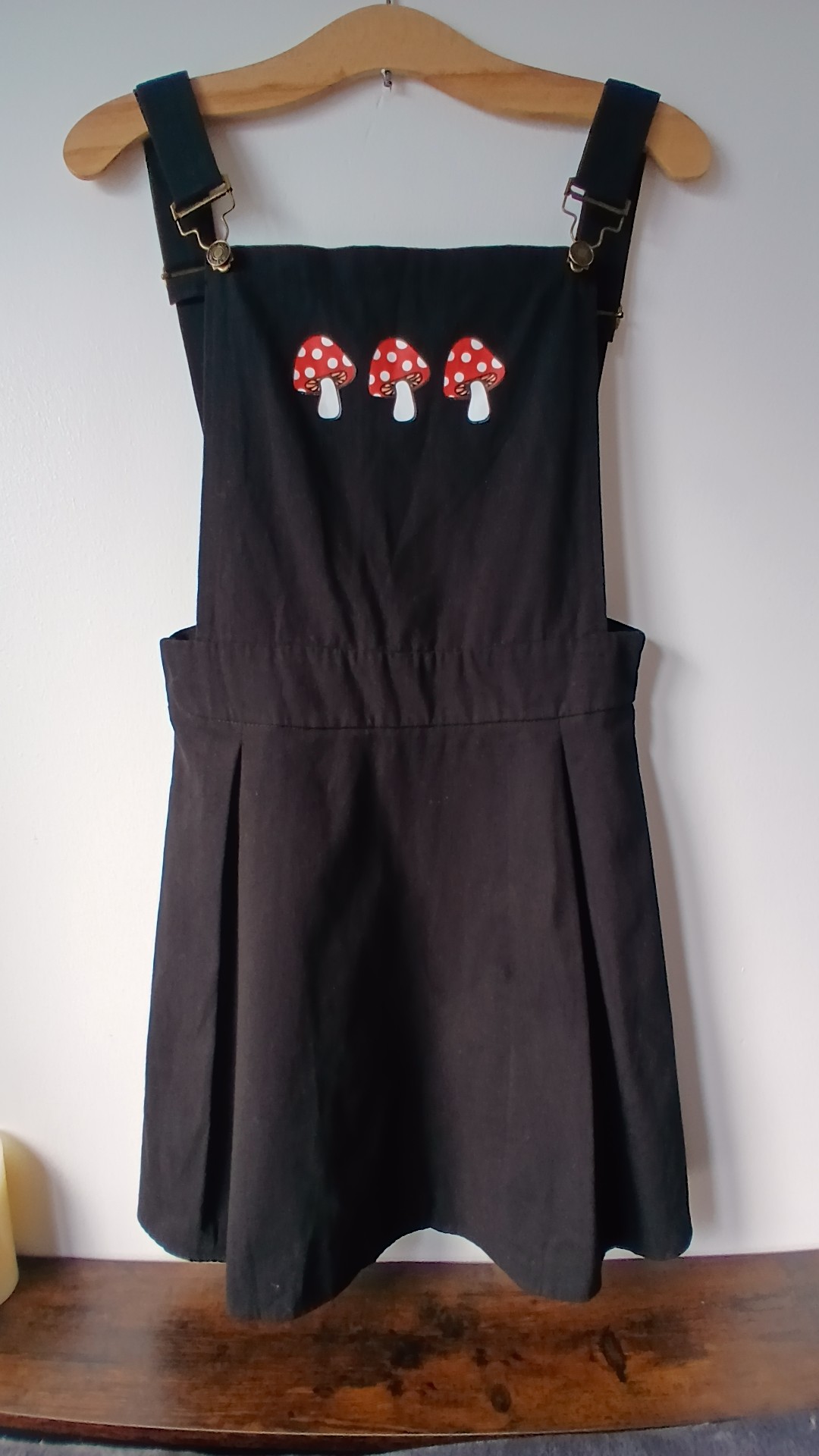 Black Cotton Pinafore Dress Mushroom Print M UK 10 image 5