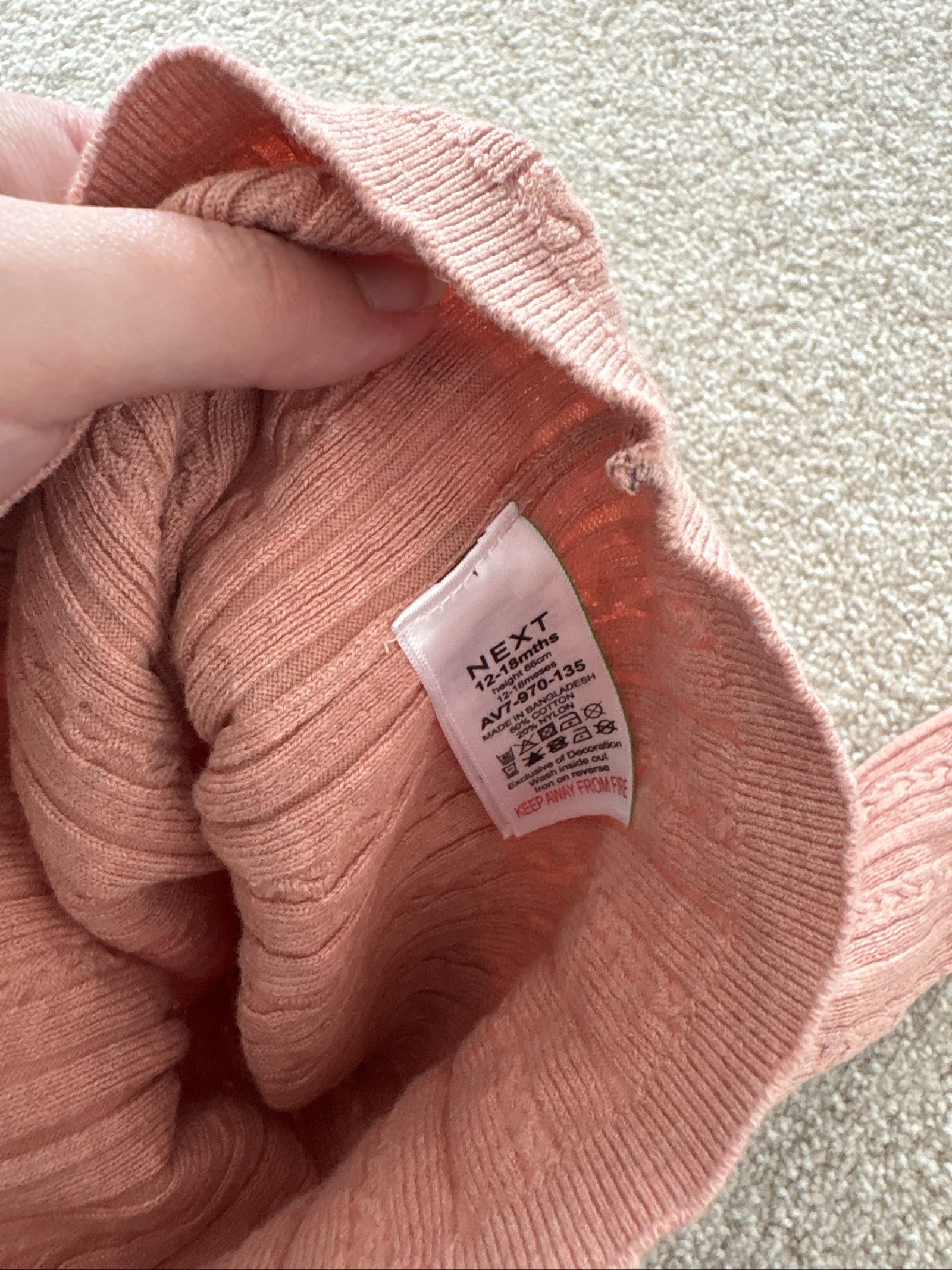 Next Baby Pink Turtleneck Sweater 12-18 Months image 2