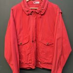 Marlboro vintage Red Cotton Jacket large 80s with Hood and Snap Pockets