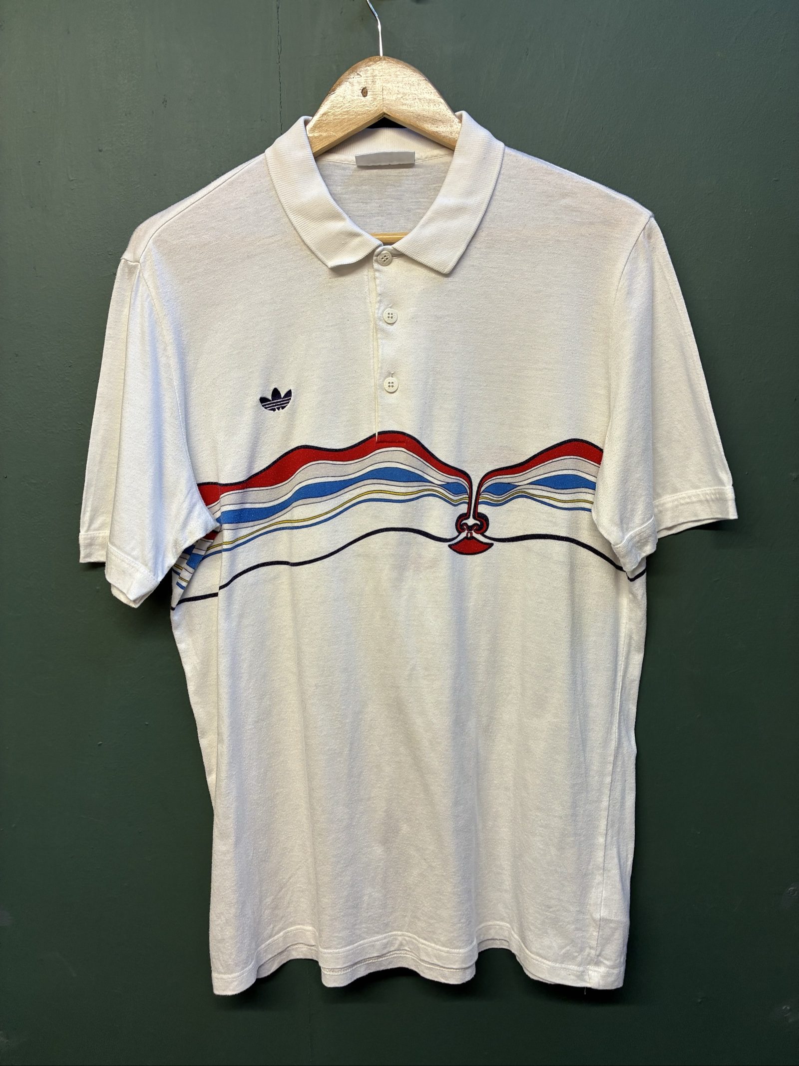 Adidas Ivan Lendl polo shirt vintage white XL 80s 90s T-shirt