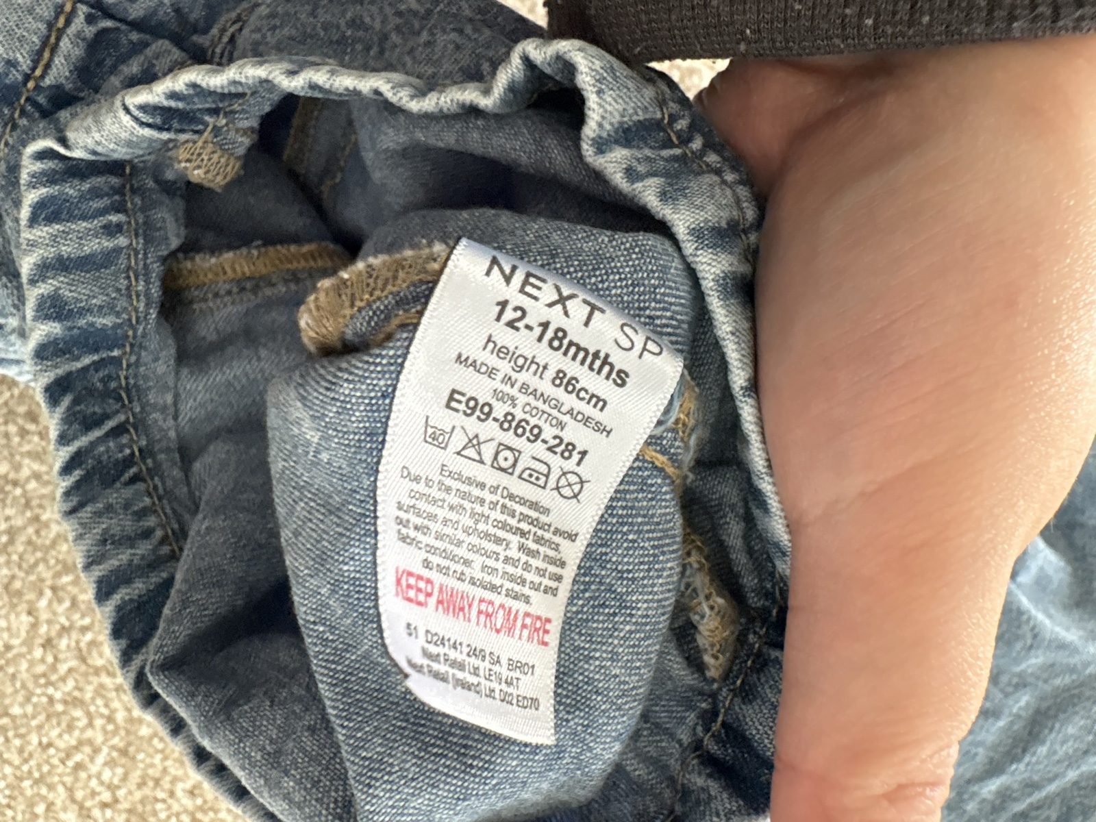 Next Kids' Blue Denim Playsuit 12-18 Months image 3
