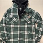 Men's Buffalo Outdoors Sherpa Lined Plaid Hooded Shirt Jacket – Green – Medium