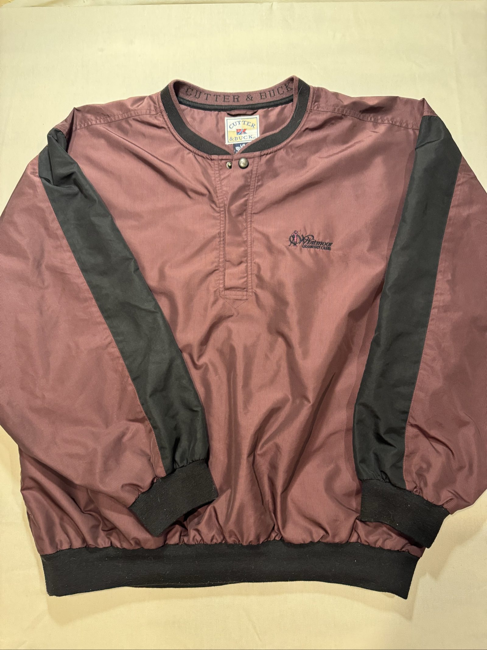 Men’s Cutter & Buck Whitmoor Country Club Pullover Windbreaker – Burgundy – Lg