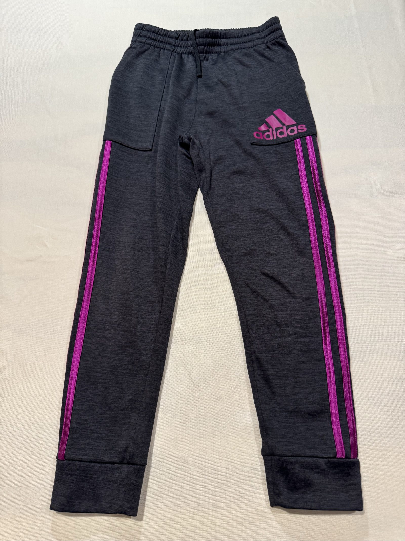 Girls’ Adidas Athletic Track Pants – Black Pink – Medium 10/12