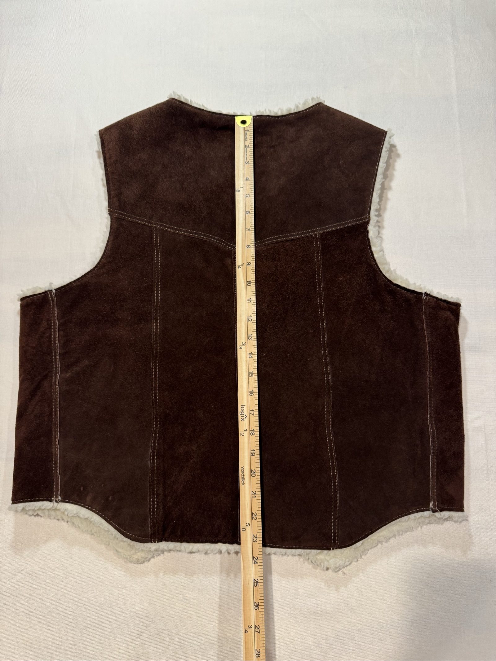 Women's Steer Brand Leather Sherpa Lined Western Vest – Brown – Extra Large image 2