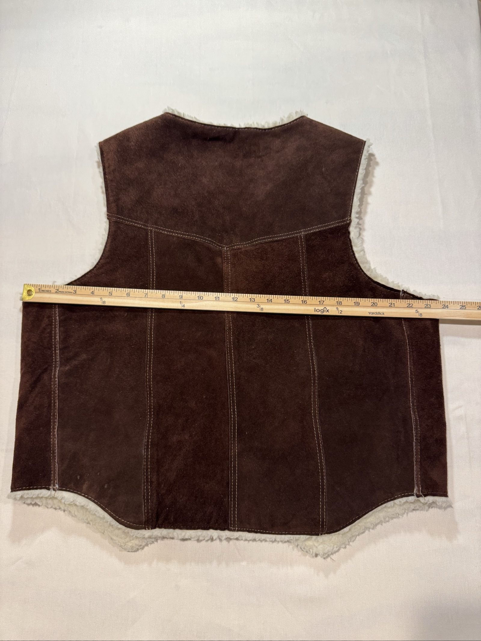 Women's Steer Brand Leather Sherpa Lined Western Vest – Brown – Extra Large image 3