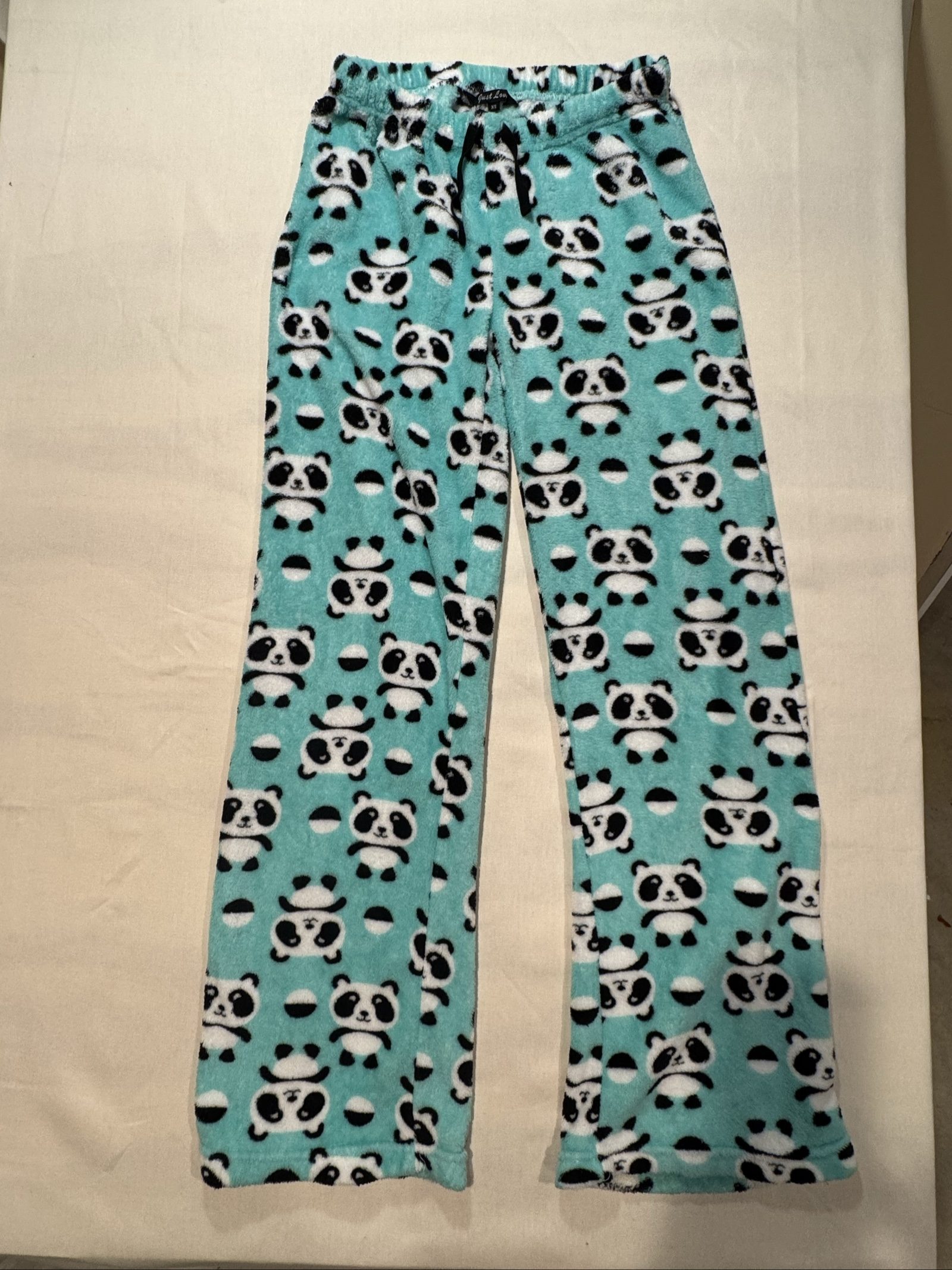 Women's Just Love Panda Fleece Pajama Pants – Aqua Blue – XS