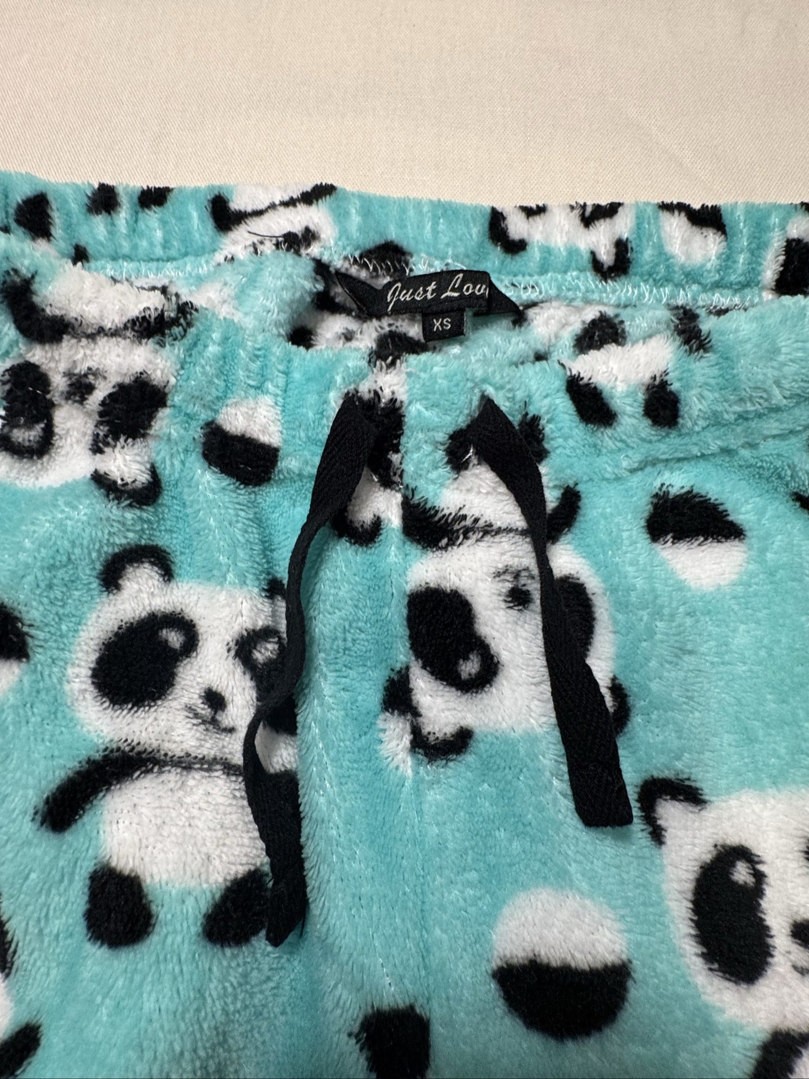 Women's Just Love Panda Fleece Pajama Pants – Aqua Blue – XS image 2