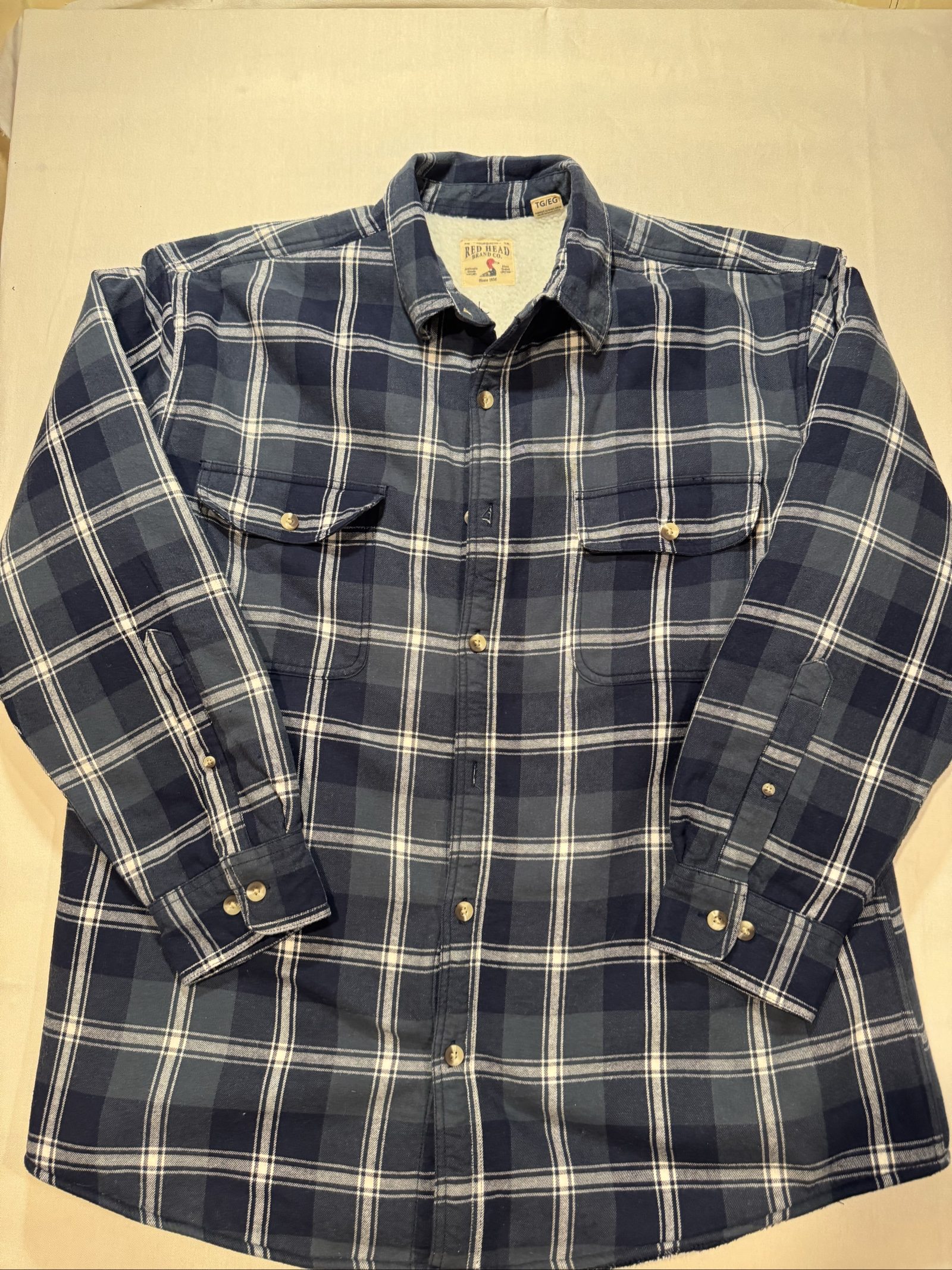 Men's RedHead Brand Co. Sherpa Lined Plaid Shirt/Jacket – Navy Blue – XL