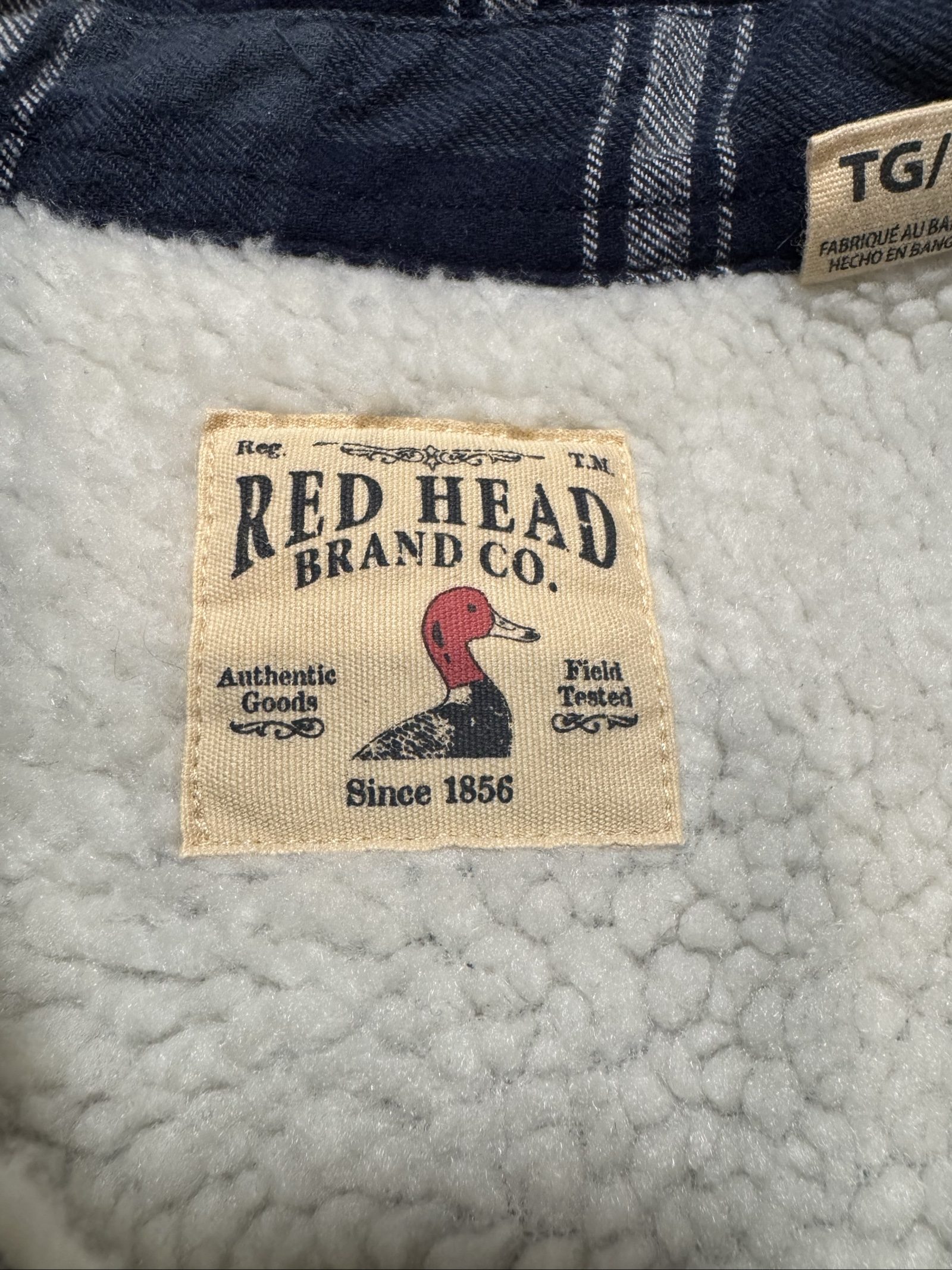 Men's RedHead Brand Co. Sherpa Lined Plaid Shirt/Jacket – Navy Blue – XL image 4