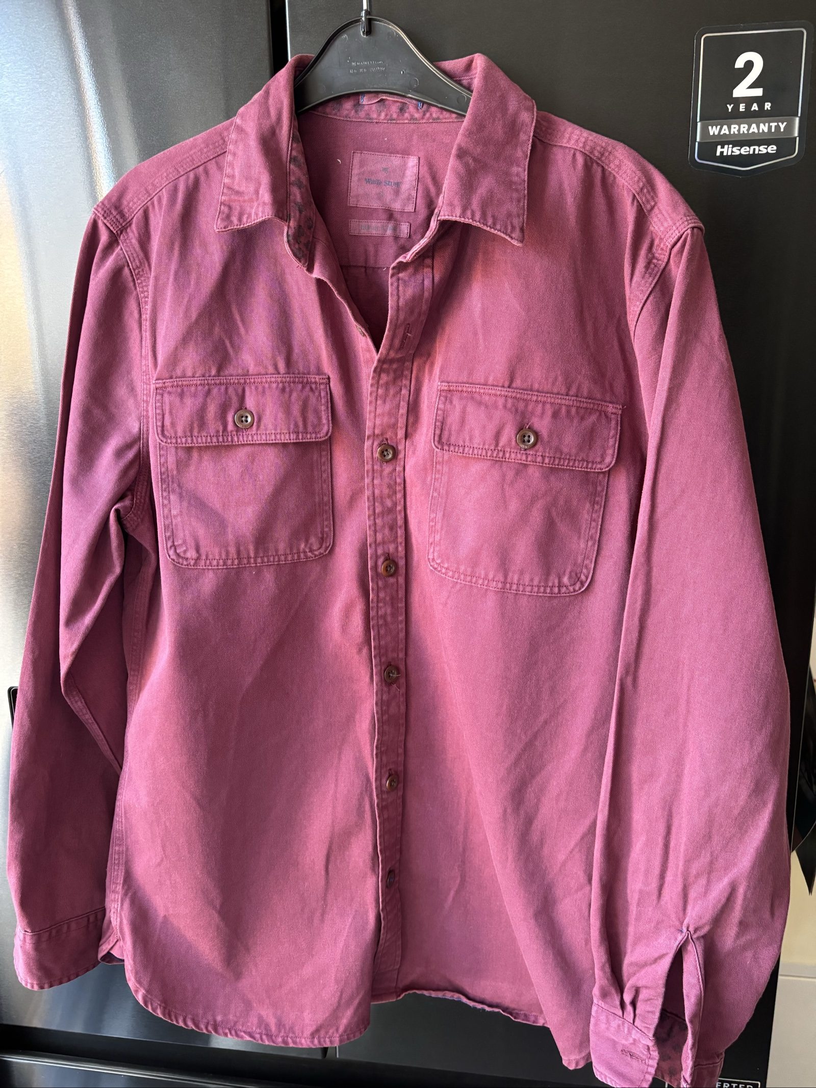White Stuff Mid Plum Shirt small Cotton Long Sleeve