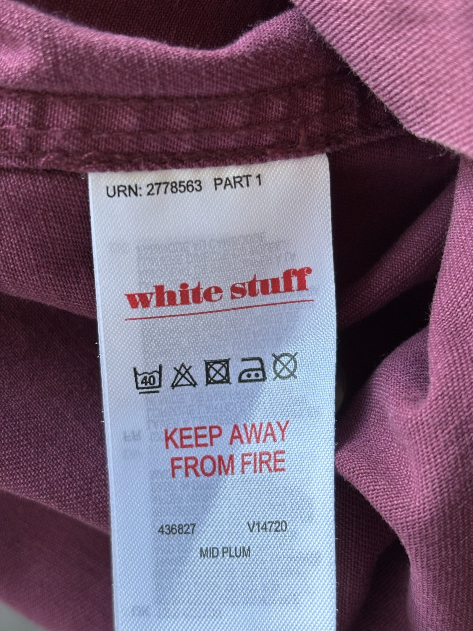 White Stuff Mid Plum Shirt small Cotton Long Sleeve image 4