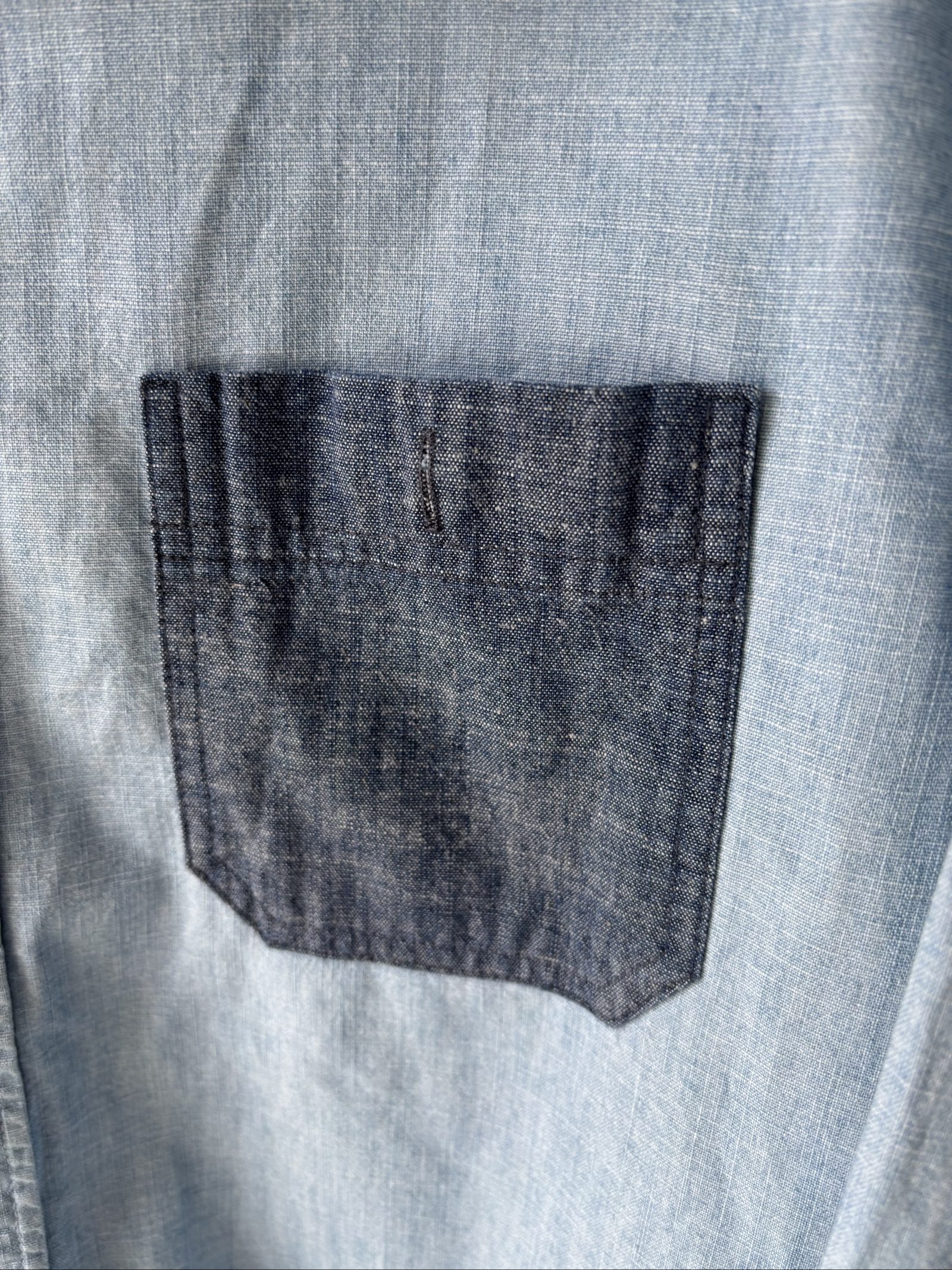 White Stuff Light Blue Classic Fit Denim Shirt Small Contrast Pocket image 2